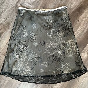 Apt. 9 Black Sheer Floral A-Line Skirt